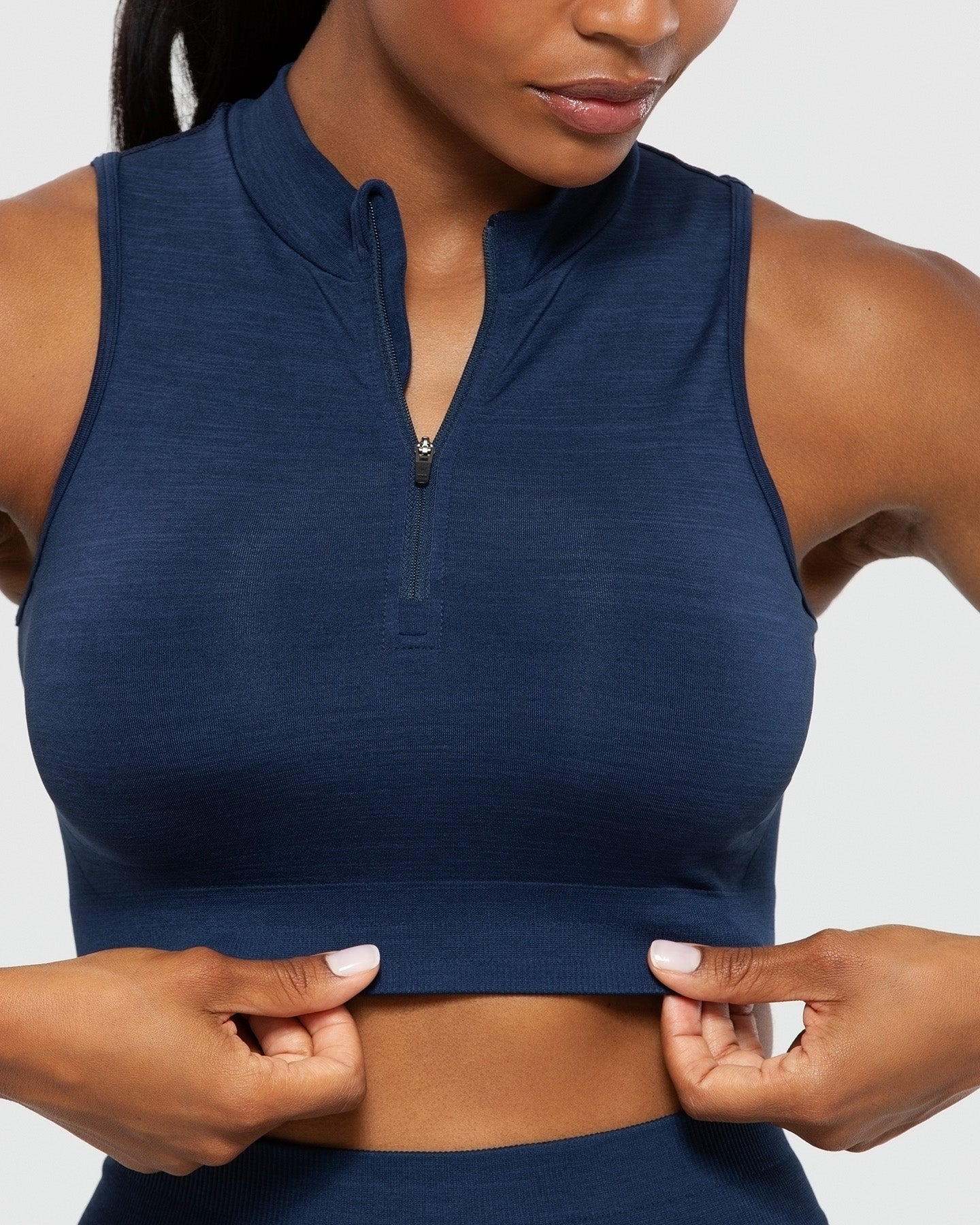 Define Seamless Half Zip Crop Tank | Sapphire Blue