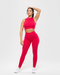 Define Seamless Half Zip Crop Tank | Viva Magenta