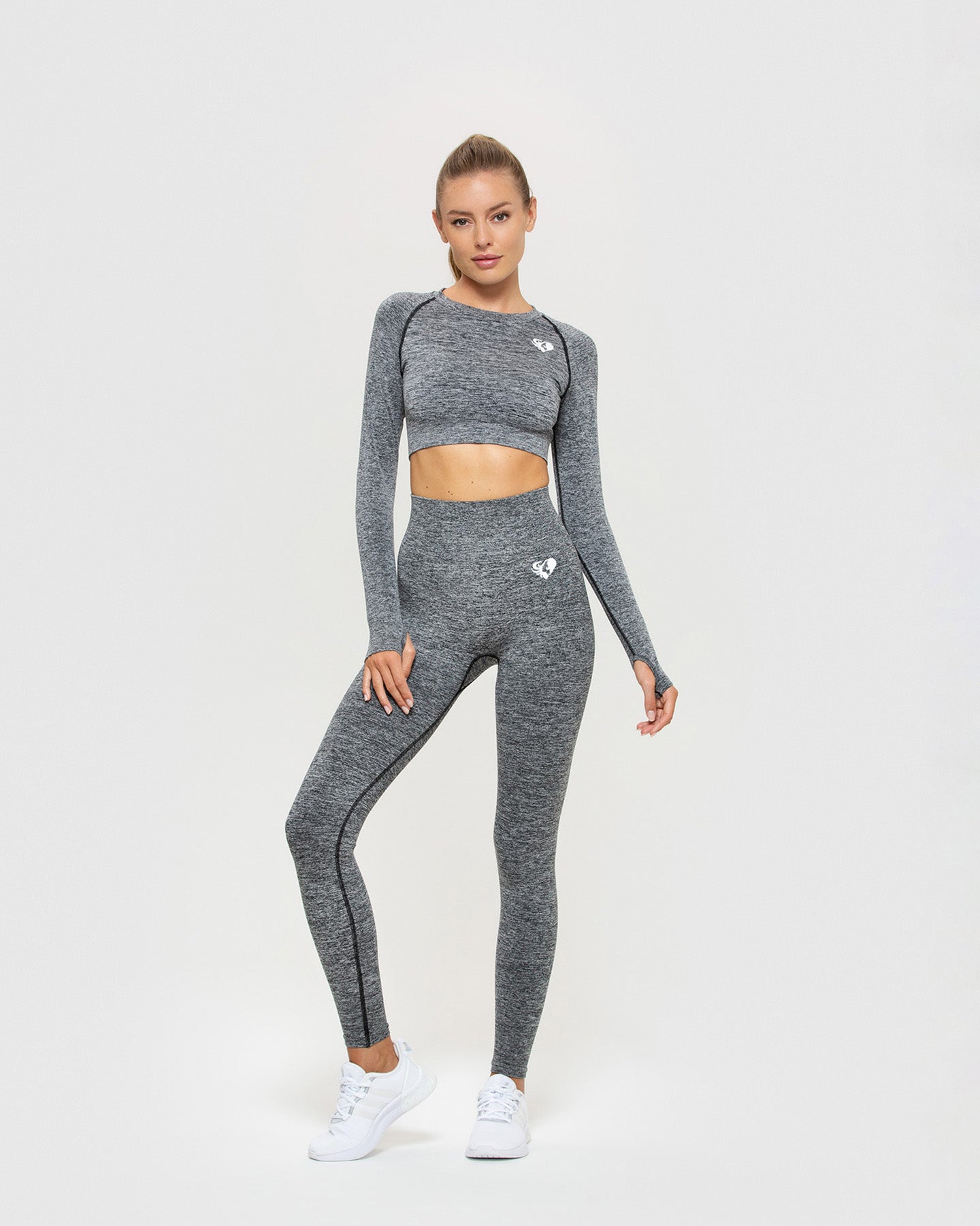 Move Seamless Long Sleeve Crop Top | Grey Marl