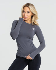 Move Seamless Long Sleeve Top | Stone Grey Solid