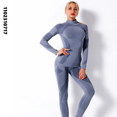 Women Winter Thermal Underwear For Sports Ski Fitness Quick Dry Thermo Turtleneck FemaleKnitted  Long Johns Set Clothes SK003