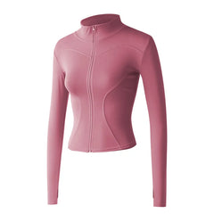 Long Sleeve Sports Jacket Women Zip Fitness Yoga Shirt Winter Warm Gym Top Activewear Running Coats Workout Clothes For Cycling